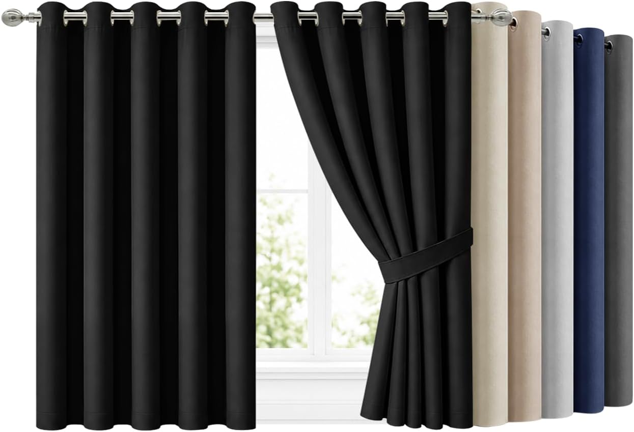 Hafaa Blackout Curtains — Thermal Eyelet Panels with Tiebacks